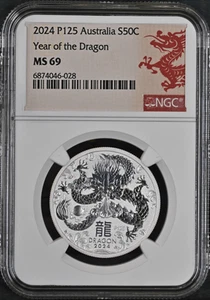 2024 Australia Lunar Series III Year of the Dragon 1/2oz Silver Coin NGC MS 69 - Picture 1 of 5