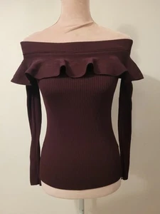 Burgundy Off The Shoulder Top - Size 6 - Next - Picture 1 of 8