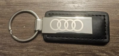 AUDI Clearwater OEM Black Genuine Leather Keychain New Foto 1 de 3
