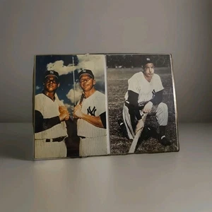 (2) NY Yankees Photos 3.5x5, Maris/Mantle, Dimaggio in 5x7 Clear Case - Picture 1 of 4