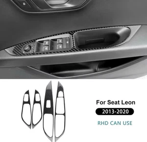 Panel de control de puerta de fibra de carbono Seat Leon MK3 2013-2020 cubiertas de molduras ventana contr - Imagen 1 de 4