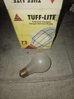 AGS Tuff-Lite Coated Rough Service Light Bulb 75W 120V TS-75 - Image 1 of 2