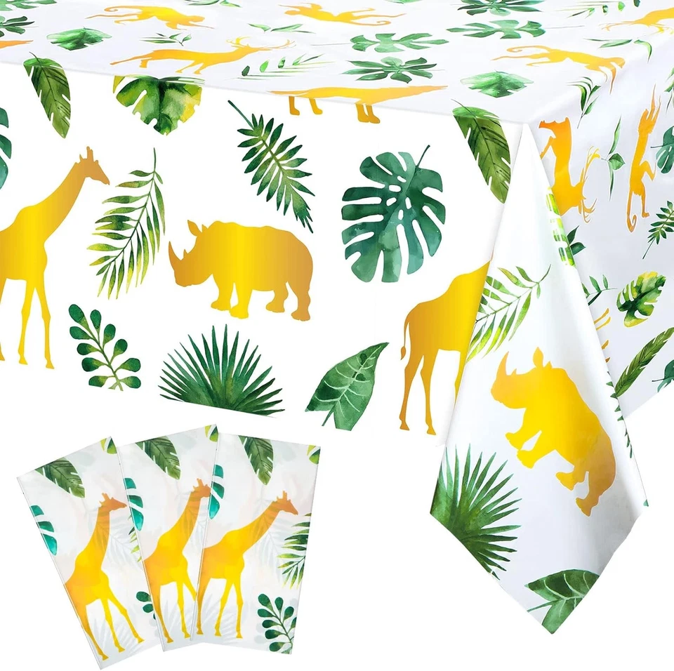 Tudomro 3 peças toalhas de mesa safári selva animal capa de mesa multicolor  - Imagem 1 de 4