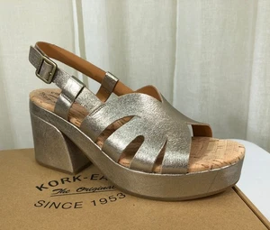 NIB Kork-Ease Women Paschal Slingback Platform Leather Sandal 10 M Gold Metallic - Picture 1 of 24