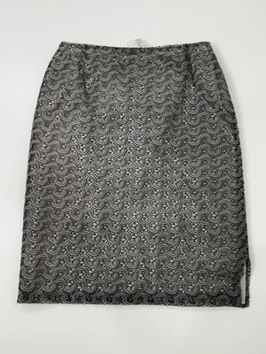 Falda lápiz superpuesta de encaje gris Max Mara Italia de colección talla 10/40 Foto 1 de 4