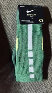 Nike MEN'S OREGON DUCKS PE Elite Crew Socks SIZE LARGE Green BRAND NEW - Picture 1 of 14
