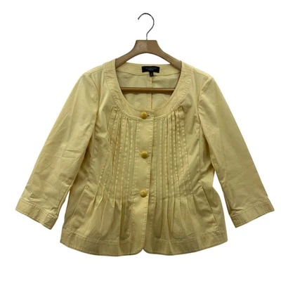 Chaqueta Blazer Talbots Mujer Amarilla Plisada Frontal Botón Delantero Talla 12 Foto 1 de 4