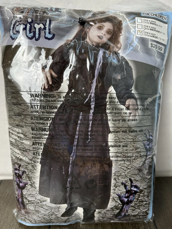 Fantasia de menina zumbi criança grande 12-14 novidades fórum Halloween infantil - Imagem 1 de 4