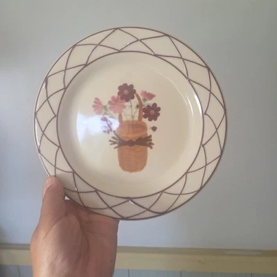 PRATO DE GRÉS PARA SALADA DE CERÂMICA HARTSTONE Cesta Longaberger Flores Borgonha - Imagem 1 de 4