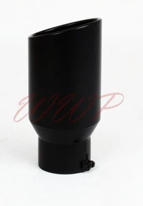 Acero Inoxidable Negro Ángulo Corte Rollo Extremo Escape Punta 3"" Entrada 4"" Salida 12"" Longitud - Imagen 1 de 2