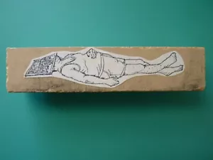 Man Asleep on Back Under Newspaper RBBB Rubber Stamp - Self Mounted - Picture 1 of 2