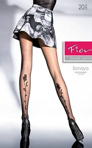 COLLANT SONAYA VOILE 20D FANTAISIE DOS JAMBE FIORE NOIR Taille 3 - Imagen 1 de 1