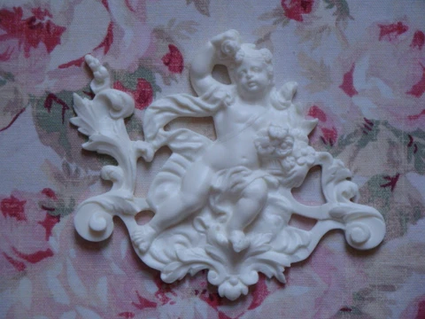 New! CHERUB FLORAL ACANTHUS CENTER  Architectural Furniture Applique Pediment Cover