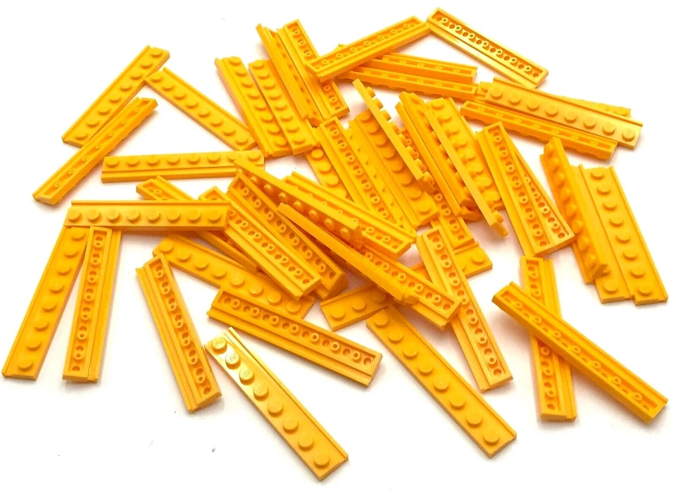 Lego 50 Nuevas Placas Naranja Claro Brillante Modificadas 1 x 8 con Piezas de Riel de Puerta Foto 1 de 1