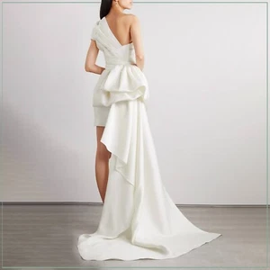 $4990 Reem Acra Convertible Sash Draped Cady Satin Mini Runway Dress - Picture 1 of 17