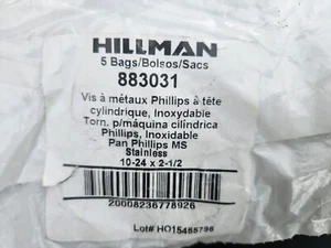 (5 Bags) Hillman Inoxidable Pan Phillips MS Stainless 10-24 x 2-1/2, 2 Pk - Picture 1 of 2
