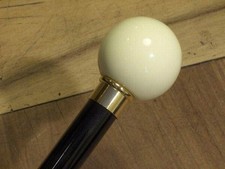 Bastone Legno Passeggio Cerimonia Pomo Sfera Avorio