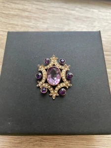 Antique Stunning 9ct Solid Gold amethyst and pearl statement pendant - Picture 1 of 6