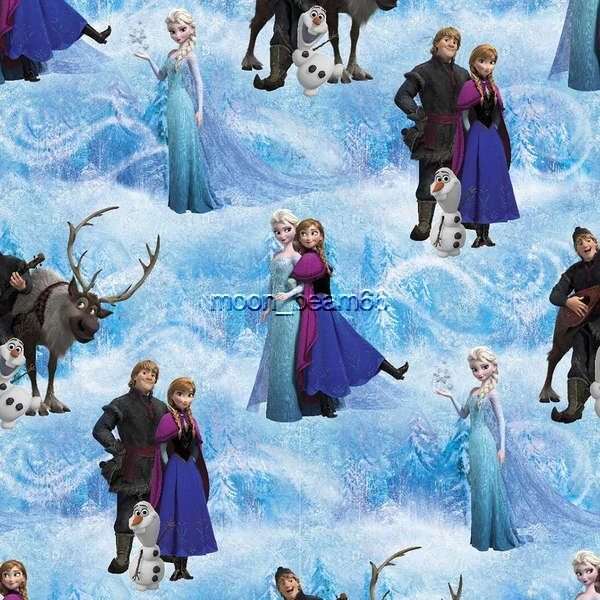 Half Yard Disney Frozen Sisters Forever Cotton Fabric Elsa Anna Kristoff Olaf - Image 1 of 1