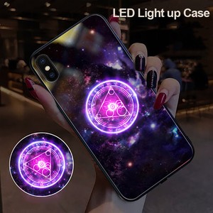 LED Induction Flash Light-up Glass Phone Case Cover for iPhone 11 13 14 Pro Max
