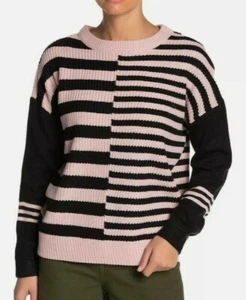 Catherine Malandrino Sweater Women"s Black Pink Colorblock Size Large New - Picture 1 of 9