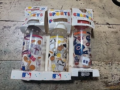 3 Vintage Playtex Reusable Cherubs Baby Bottles- 8 Oz. New 1980s Sports Teams - Image 1 of 4