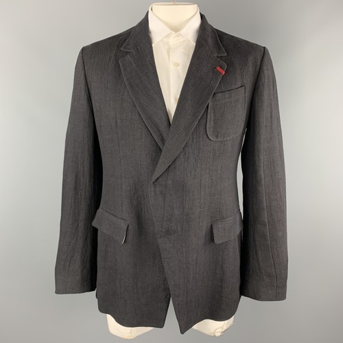 Cappotto sportivo ALEXANDER MCQUEEN taglia 42 nero lino intagliato risvolto bottoni nascosti