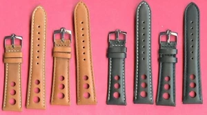 4 Colors 22mm Gen. Perforated Leather Rally Racing MB Strap & Omega Steel Buckle - Picture 1 of 12