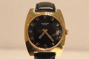 VINTAGE RARE LUXURY MEN'S SWISS GOLD PLATED MECHANICAL WATCH "SARCAR" GENEVE - Picture 1 of 8