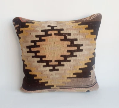 20x20 Turkish Kilim Pillow Cover , Handloom Oriental Pillow Case - Image 1 of 4