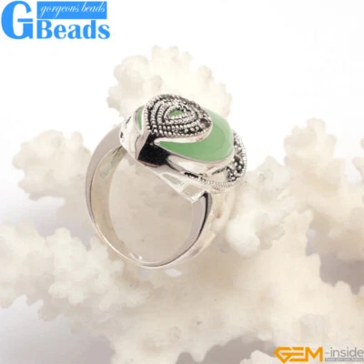 Anillo de marcasita de plata tibetana cuentas de piedra marquesa joyería 18x30 mm envío gratuito Foto 1 de 4