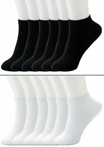New Lot 6-12 Pairs Mens Womens Ankle Socks Cotton Low Cut Casual Size 9-11 10-13 - Picture 1 of 4