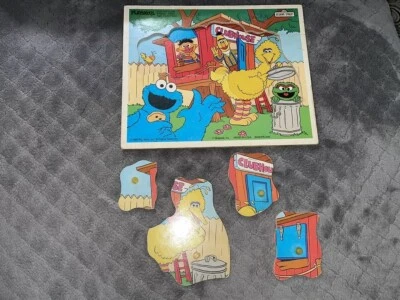 Muppets Inc. Playskool 1989 Sesame Street Big Bird Puzzle 4 Piece Cookie Monster - Image 1 of 4