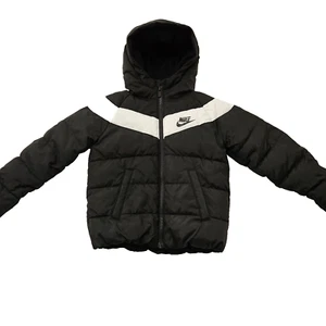 Nike Unisex Sz 3-4yrs Black & White Puffer Hooded Zip Up Jacket Pockets - Picture 1 of 8