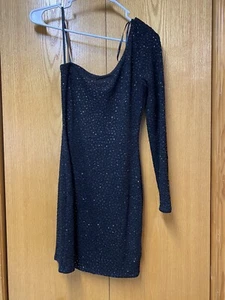 Papaya Little Black Dress ~ One Sleeve Sequin Evening Dress ~ Size M - Picture 1 of 7
