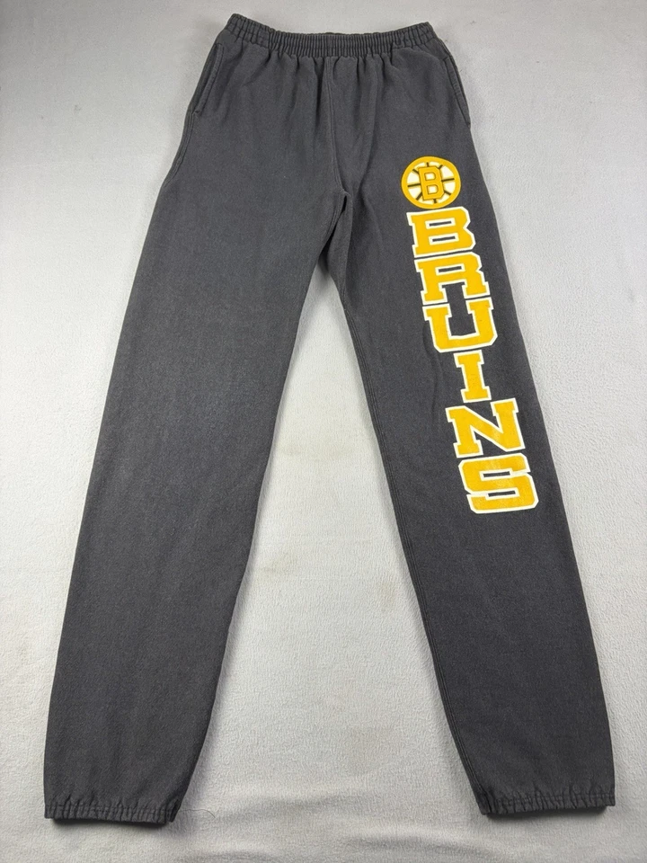 Винтажные мужские тренировочные штаны Boston Bruins размер XL 30x34 черные хоккей НХЛ 90-е  - Изображение 1 из 4