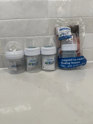 Lote De 4 Botellas Phillips Avent 4oz - 1- Pezón Natural, 1 Nuevo En Paquete Foto 1 de 4