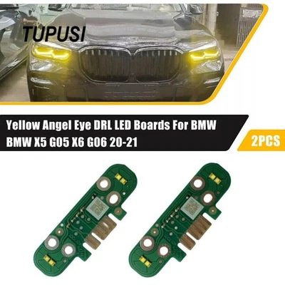 For 2020 2021 BMW X5 G05 X6 G06 Pair Headlight LED Yellow DRL Angel Eye Boards - Image 1 of 4