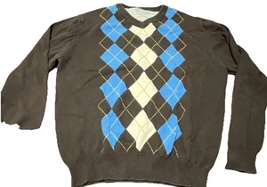 American Eagle Outfitters Sweater Herren Medium schwarz Argyle Rundhalsausschnitt Pullover - Bild 1 von 5