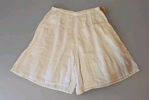 FLAX Women’s White 100% Linen Shorts w/ Pockets Comfortable Perfect Condition  - Picture 1 of 5