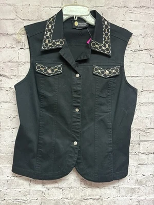 Chaleco vaquero negro para mujer Christine Alexander talla L estrás tachonado  Foto 1 de 3