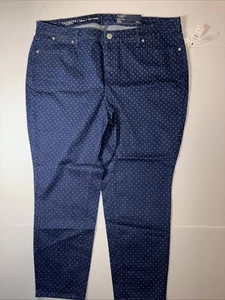 NWT Talbots Flawless Pants Womens Sz 18WP Petite Slim Blue Polka Dots - Picture 1 of 11