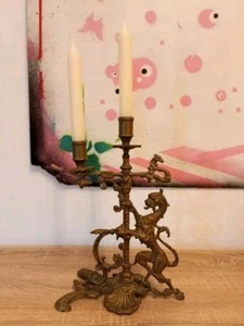 Antiker französische Kandelaber, Kerzenständer, Messing Kerzenhalter Gründerzeit - Bild 1 von 7
