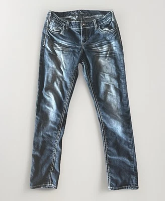 ARIYA JEANS Mujer Talla 11/12 Acampanado Bootcut Azul Vaqueros Bordados Desgastados Foto 1 de 4