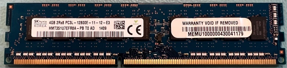 Sk Hynix HMT351U7EFR8A-PB 4GB DDR3-1600Mhz PC3-12800 UDIMM Server Memory RAM - Image 1 of 1