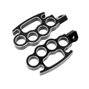 Black CNC Foot Pegs Motorcycle Footrest Pedal For Harley Dyna Sportster Softai - Picture 1 of 5