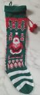 Vintage Stocking Santa Presents Hearts Christmas Two Pom Poms Stocking A19