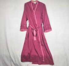 Vtg Oscar de la Renta Satin Silky Robe Magenta Pink Damask Print Medium Belt Y2K