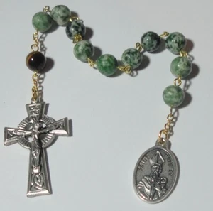 Handmade in the USA St Patrick Single Decade Rosary with Natural Gemstone Beads - Picture 1 of 3