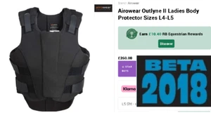 BRAND NEW L4 SHORT. Uk 16 ish. 2018 regs Body Protector Airowear Jump- Compete - Picture 1 of 17